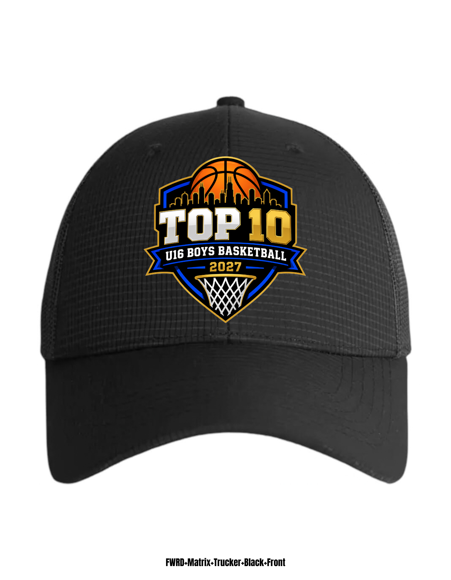 U16 Boys 2027 Fan Trucker Cap — Black